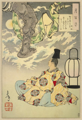Tsukioka Yoshitoshi - Tsunenobu and the Demon. From the series: One Hundred Aspects of the Moon