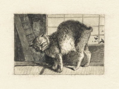 Unknown 19th Century Japanese Artist - Domestic Cat, 1878