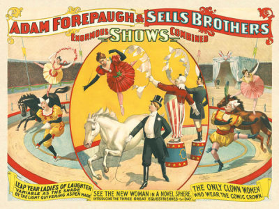 Strobridge Lith. Co. - Adam Forepaugh and Sells Brothers Circus: Leap Year Ladies of Laughter, 1896