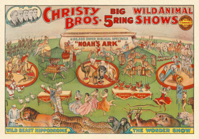 Erie Litho. & Ptg. Co. - Christy Brothers 5 Ring Wild Animal Shows: Super Biblical Spectacle, Noah's Ark, 1925