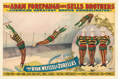 Courier Litho. Co. - Adam Forepaugh and Sells Brothers Circus: Ryan, Weitzel & Zorella – The Flying Trio