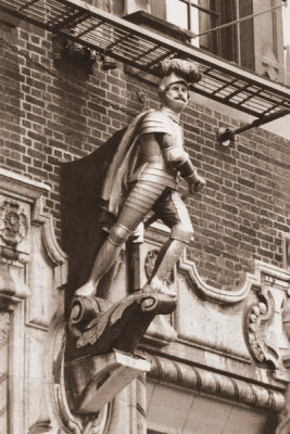 Angelo Rizzuto - Ornamental sculpture of a knight, New York City, 1954
