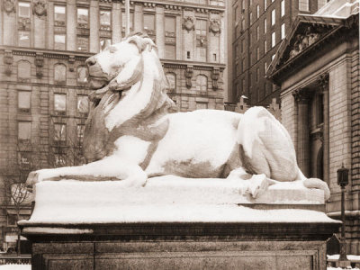 Angelo Rizzuto - New York Public Library Lion in the Snow, New York City, 1958