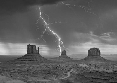 Pangea Images - Storm on Monument Valley, Utah (B&W)