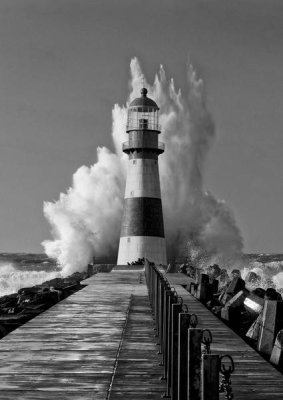 Pangea Images - Lighthouse in the Mediterranean Sea (detail, B&W)