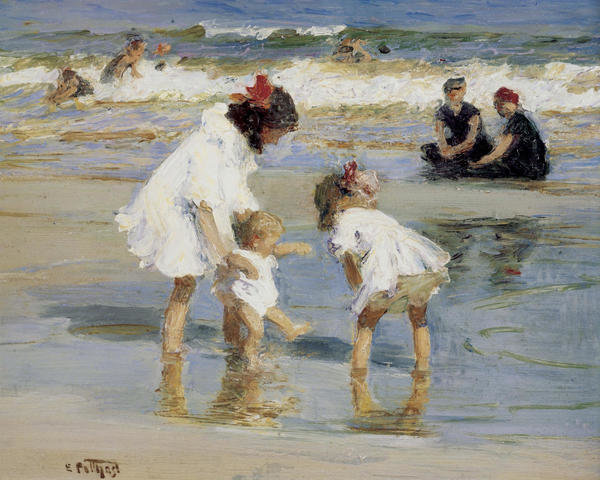 Edward Henry Potthast - Children Playing At The Seashore - Art Print