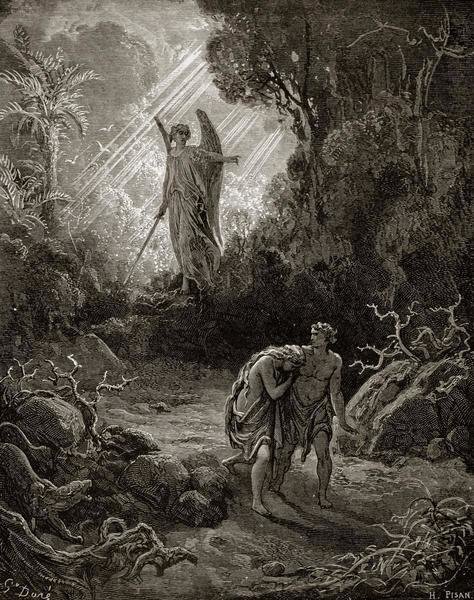 Gustave Dore - Adam & Eve - The Expulsion From The Garden (from Milton ...