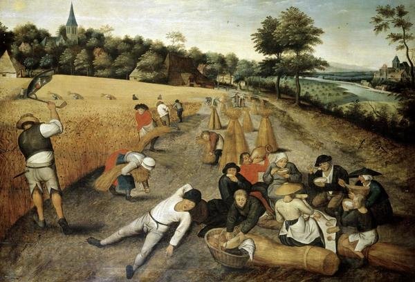 Serie dedicata ai mesi - La raccolta del grano - Luglio- quadro di Pieter Brueghel il vecchio